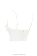 House of CB Gorset satynowy drapowany kości słoniowej Bea elegancki styl - Image 5