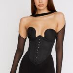 House of CB gorset strukturalny Mina czarny modny styl elegancki 4PND72