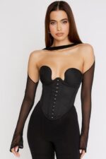 House of CB gorset strukturalny Mina czarny modny styl elegancki 4PND72