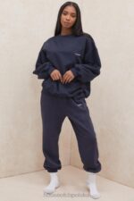 House of CB Granatowe Spodnie do Joggingu Polarowe Komfort i Styl - Image 4