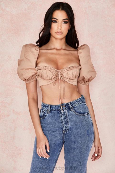 House of CB Hej bralet z bufiastymi rękawami w kolorze wielbłądzim - Image 11