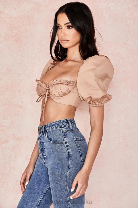House of CB Hej bralet z bufiastymi rękawami w kolorze wielbłądzim - Image 12