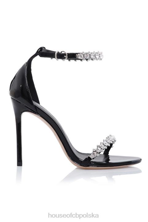 House of CB Kryształowe sandały Taya z paskiem na kostce w kolorze złotym modne i eleganckie buty - Image 4