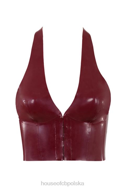 House of CB Lateksowy top Ariadne Merlot stylowy wiązany na szyi - Image 3