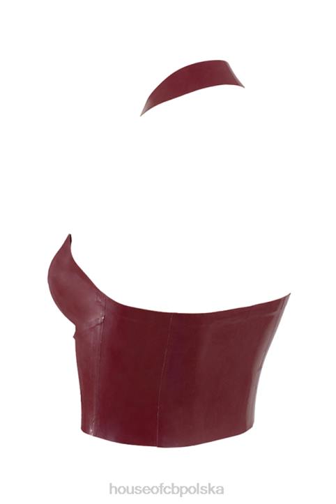 House of CB Lateksowy top Ariadne Merlot stylowy wiązany na szyi - Image 4