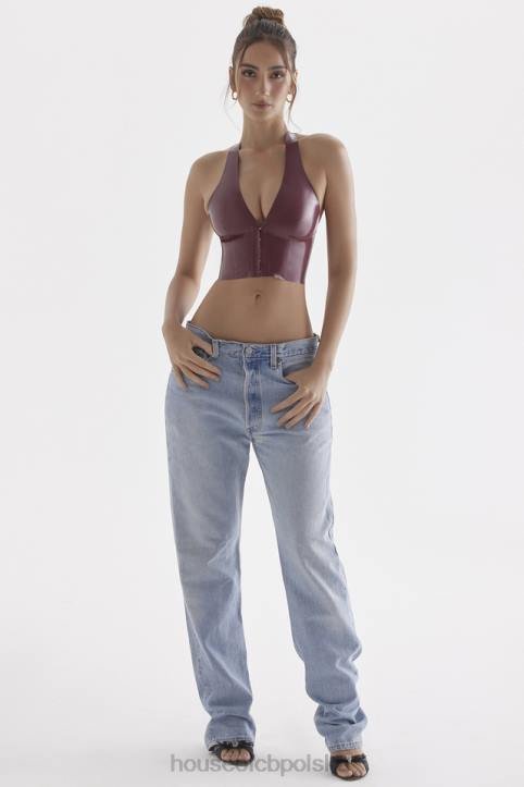 House of CB Lateksowy top Ariadne Merlot stylowy wiązany na szyi - Image 6
