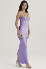 House of CB Lawendowa Gorsetowa Sukienka Maxi Stylowa Elegancja - Image 11