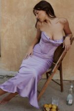 House of CB Lawendowa Gorsetowa Sukienka Maxi Stylowa Elegancja - Image 15