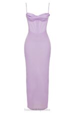 House of CB Lawendowa Gorsetowa Sukienka Maxi Stylowa Elegancja - Image 5