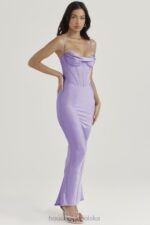 House of CB Lawendowa Gorsetowa Sukienka Maxi Stylowa Elegancja - Image 10