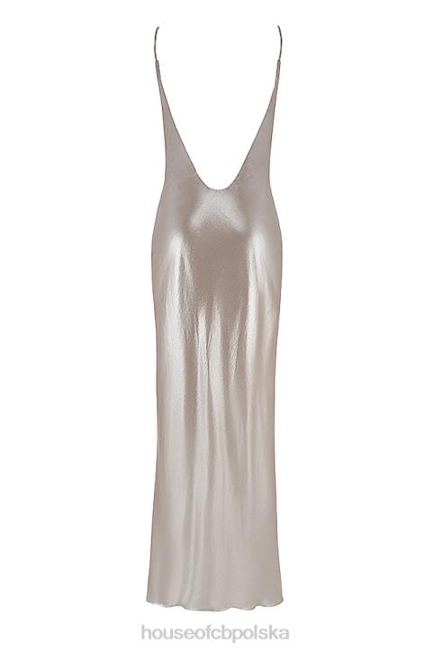 House of CB Leia Maxi Sukienka Szampańska z Głębokim Dekoltem na Plecach - Image 7