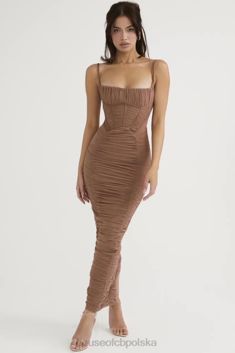 House of CB Lilian maxi sukienka gorsetowa w odcieniu mocha - Image 1