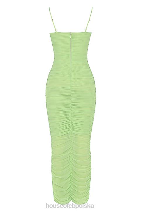 House of CB Limonkowa Maxi Sukienka z Siateczki Organza Modna Odzież - Image 7