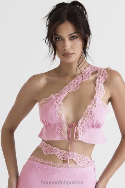 House of CB Lorena różowy krótki top zwiewny na każdą okazję