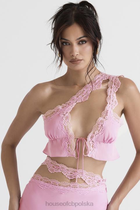 House of CB Lorena różowy krótki top zwiewny na każdą okazję - Image 1