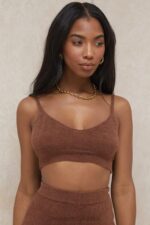 House of CB Lorna Czekoladowy Puszysty Dzianinowy Top Modny Styl - Image 17