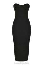 House of CB Lucia czarna gorsetowa sukienka maxi bez ramiączek na każdą okazję - Image 12