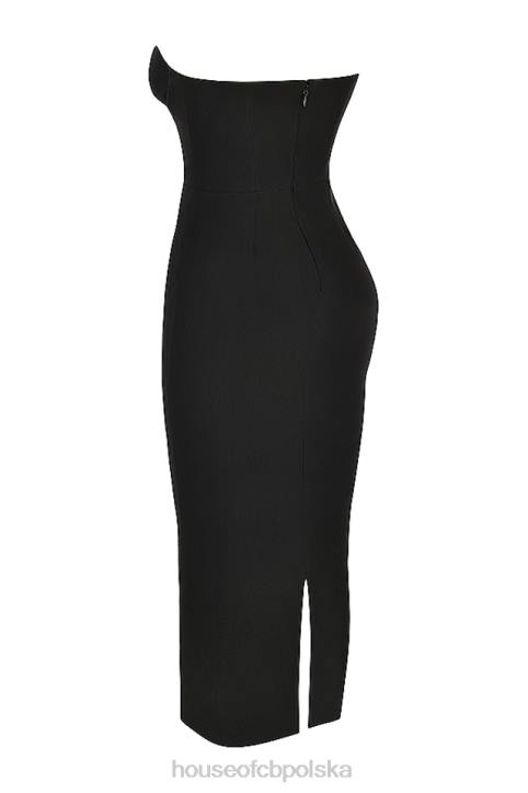 House of CB Lucia czarna gorsetowa sukienka maxi bez ramiączek na każdą okazję - Image 3