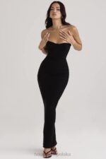 House of CB Lucia czarna gorsetowa sukienka maxi bez ramiączek na każdą okazję - Image 7