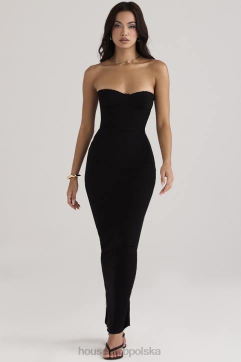 House of CB Lucia czarna gorsetowa sukienka maxi bez ramiączek na każdą okazję - Image 1