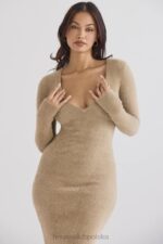 House of CB Lucille Camelowa Sukienka Maxi Elegancka Modna - Image 11