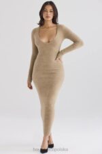 House of CB Lucille Camelowa Sukienka Maxi Elegancka Modna - Image 10