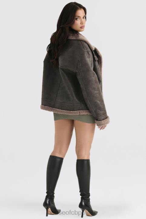 House of CB Madden Zimowa Kurtka Lotnicza Army Green Wełna Wegańska - Image 12