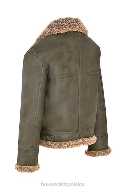 House of CB Madden Zimowa Kurtka Lotnicza Army Green Wełna Wegańska - Image 6