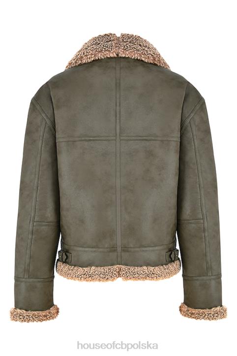 House of CB Madden Zimowa Kurtka Lotnicza Army Green Wełna Wegańska - Image 7