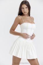 House of CB Marcy mini sukienka plisowana biała elegancka moda - Image 13