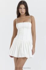 House of CB Marcy mini sukienka plisowana biała elegancka moda