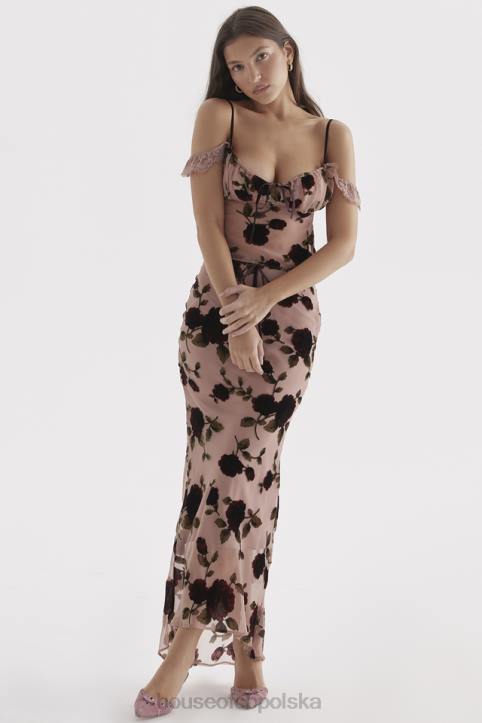 House of CB Maxi Spódnica Devore Pudrowy Róż Elegancka Moda - Image 9