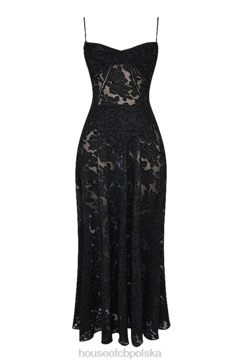 House of CB Maxi Sukienka Czarna z Koronką Kwiatową Seren - Image 3