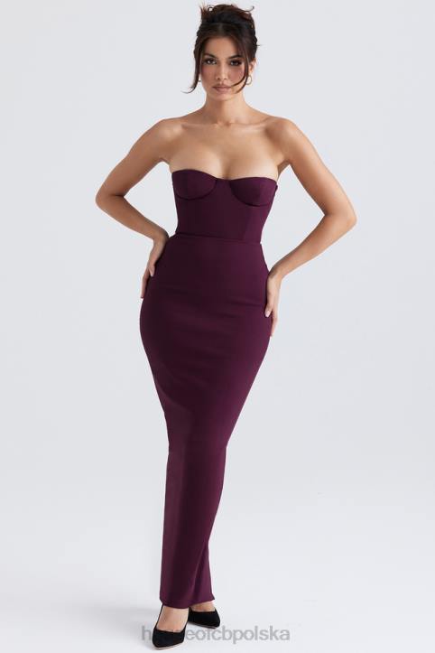 House of CB Maxi Sukienka Gorsetowa Winogronowa Bez Ramiączek 4PND342 Modna Odzież - Image 2