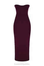 House of CB Maxi Sukienka Gorsetowa Winogronowa Bez Ramiączek 4PND342 Modna Odzież - Image 7