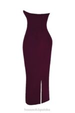 House of CB Maxi Sukienka Gorsetowa Winogronowa Bez Ramiączek 4PND342 Modna Odzież - Image 8