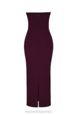 House of CB Maxi Sukienka Gorsetowa Winogronowa Bez Ramiączek 4PND342 Modna Odzież - Image 9