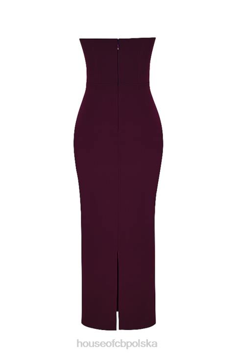 House of CB Maxi Sukienka Gorsetowa Winogronowa Bez Ramiączek 4PND342 Modna Odzież - Image 9