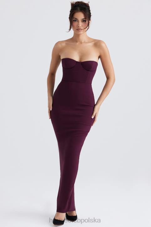 House of CB Maxi Sukienka Gorsetowa Winogronowa Bez Ramiączek 4PND342 Modna Odzież - Image 1