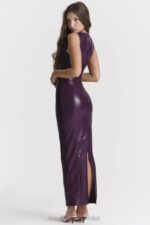 House of CB Maxi Sukienka Merlot Skóra Wegańska Trendy - Image 12