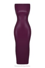 House of CB Maxi Sukienka Merlot Skóra Wegańska Trendy - Image 3