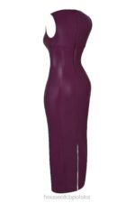 House of CB Maxi Sukienka Merlot Skóra Wegańska Trendy - Image 4