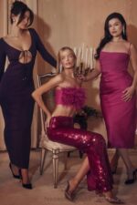 House of CB Maxi Sukienka Prążkowana Winogronowa Stylowa Moda - Image 6