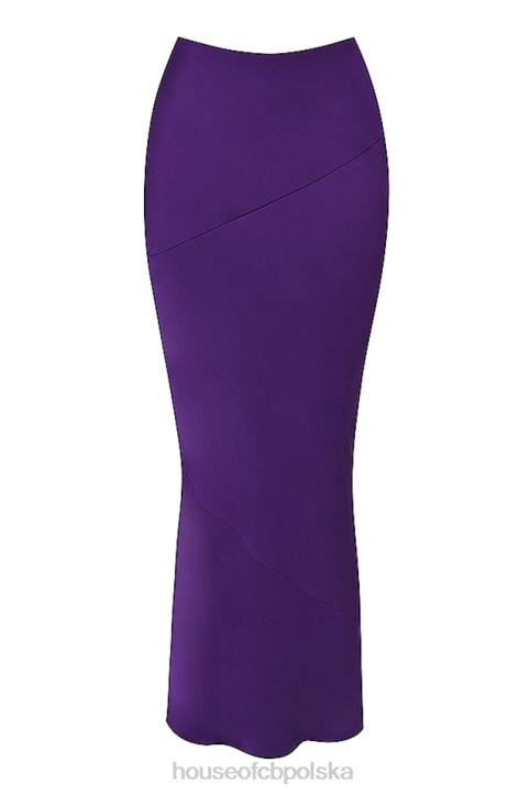 House of CB Midi Spódnica Satynowa Winogronowa Colette Trendy Odzież Damska - Image 5