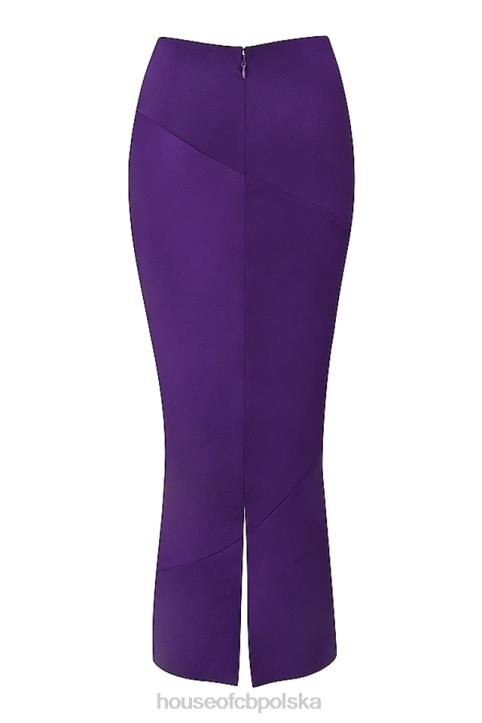House of CB Midi Spódnica Satynowa Winogronowa Colette Trendy Odzież Damska - Image 7