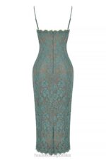 House of CB Midi Sukienka Koronkowa Joelle Forest Elegancja na Każdą Okazję - Image 10