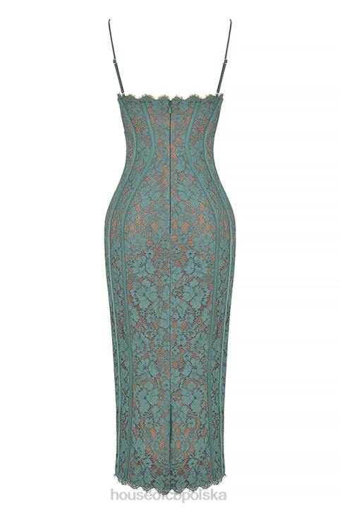 House of CB Midi Sukienka Koronkowa Joelle Forest Elegancja na Każdą Okazję - Image 10