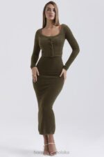 House of CB Miękki Puszysty Kardigan Gen Khaki Stylowy Komfort - Image 2