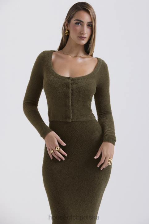 House of CB Miękki Puszysty Kardigan Gen Khaki Stylowy Komfort - Image 7