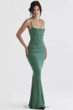 House of CB Milena Forest Gorsetowa Sukienka Maxi Elegancka Moda - Image 10